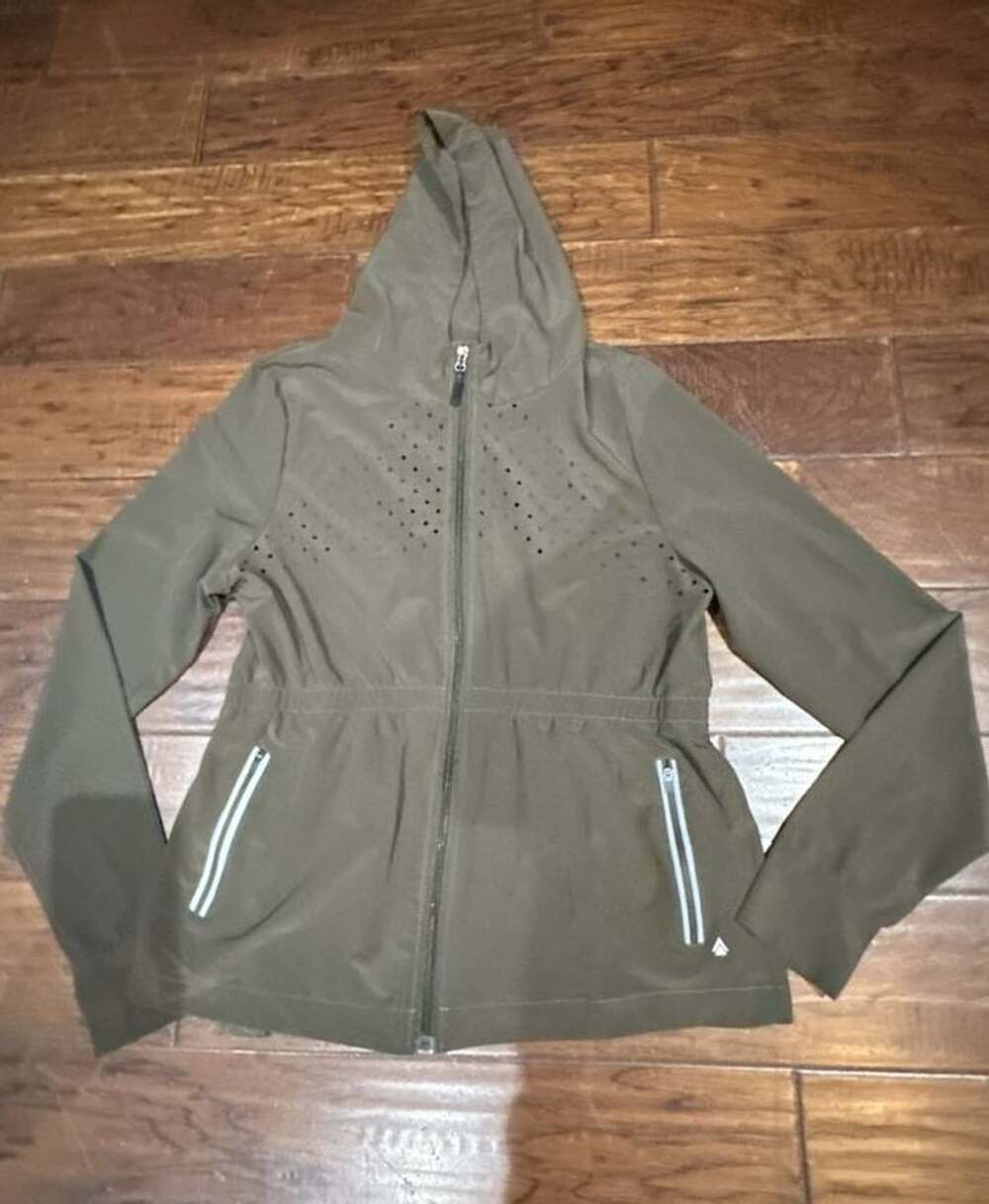 Avalanche Lightweight Hooded Jacket Size L Green Perforated Activewear